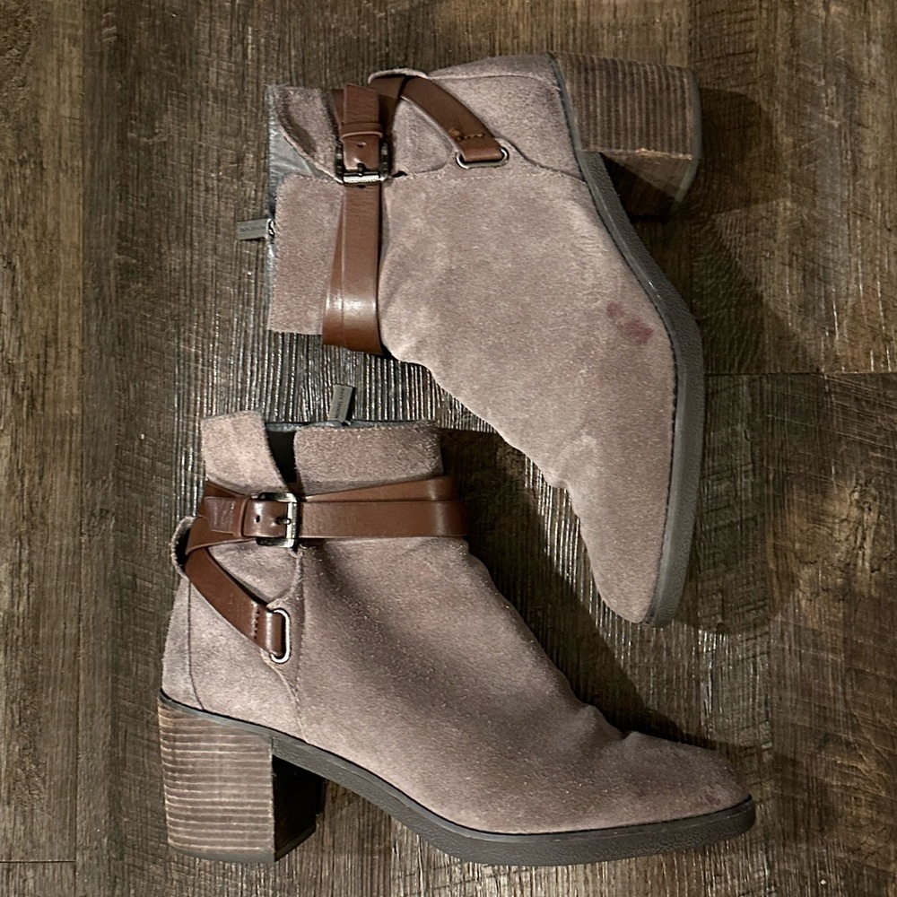 Michael Kors gray suede bootie with leather trim. Size 9.5.